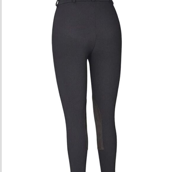 Tuff Rider Black Ribbed Front Zip Stretch Knee Breeches Riding Pants Size 26 - Picture 2 of 9
